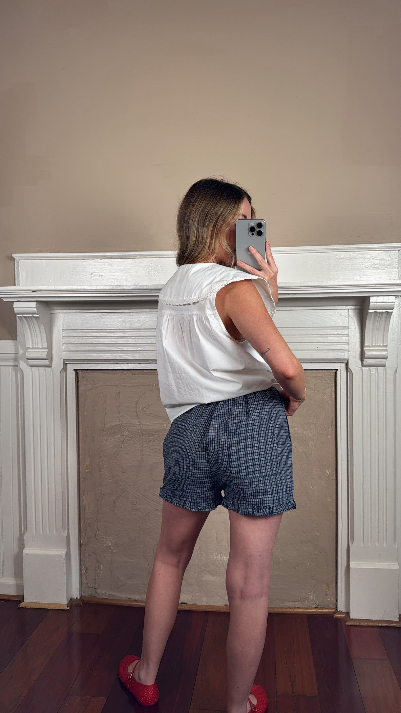 Plaid Ruffle Hem Shorts