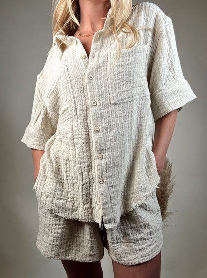 Textured Gauze Shorts and Shirt Set