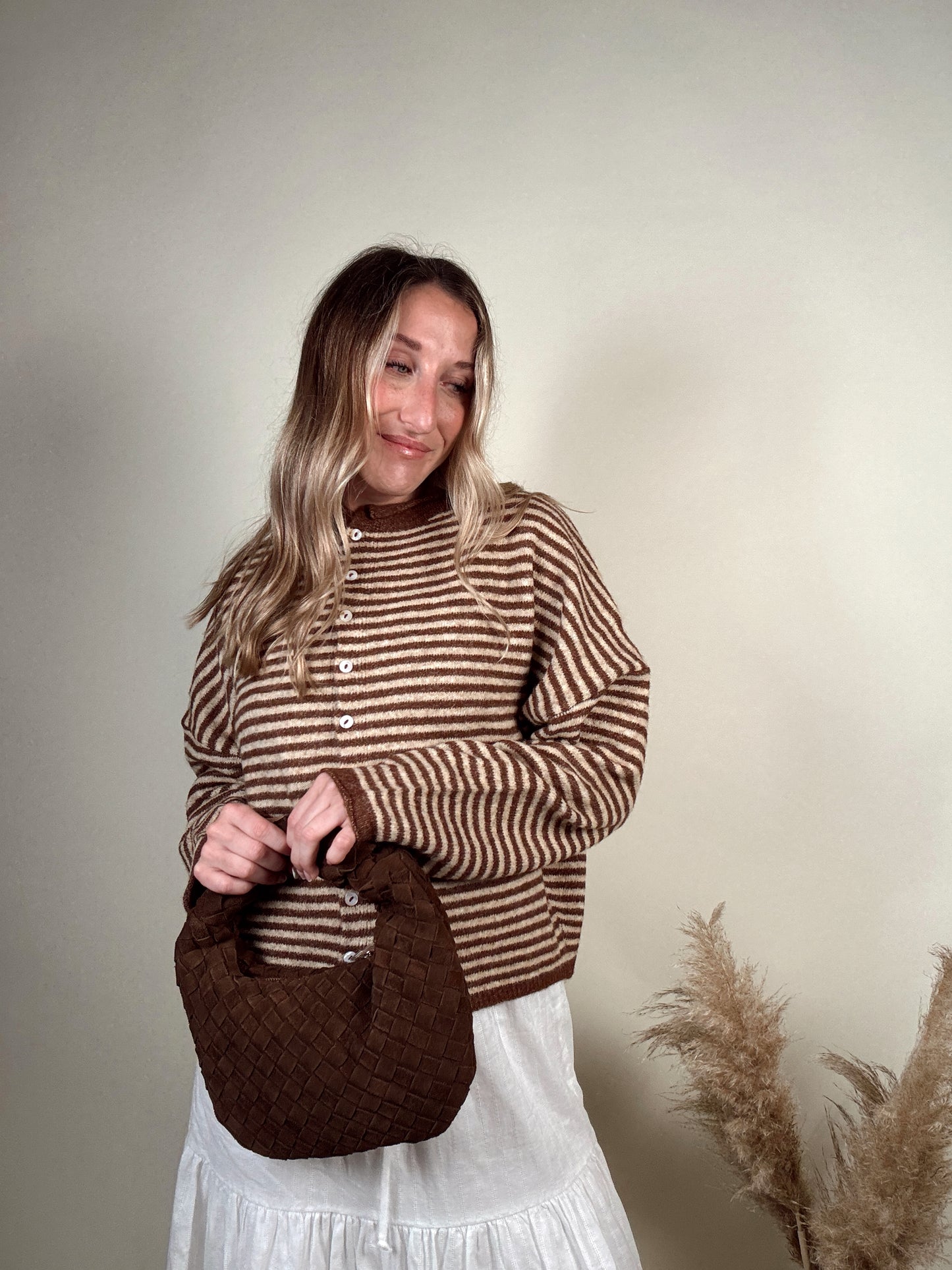 Nola Cardigan - Mini Striped Brown