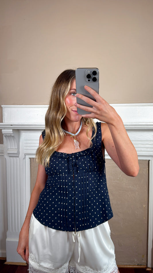 Ashley Polka Dot Tie Back Top