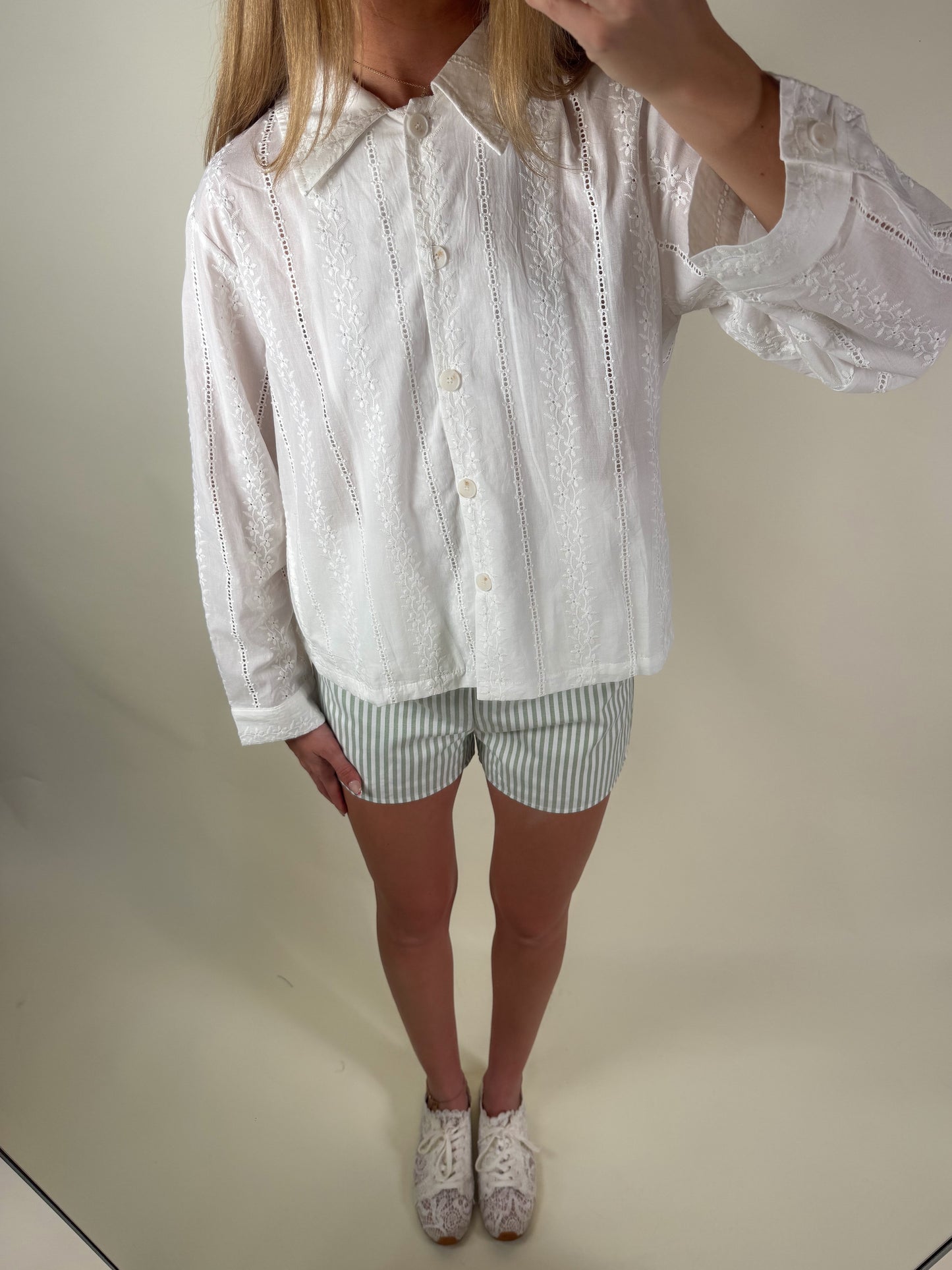 Lace Button Down Shirt