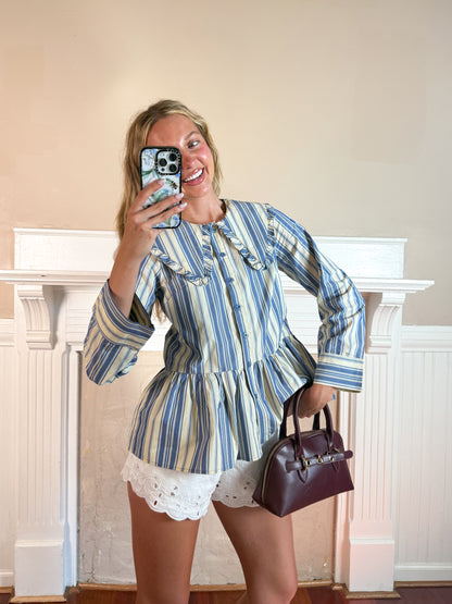 Piper Stripe Collared Long Sleeve Top