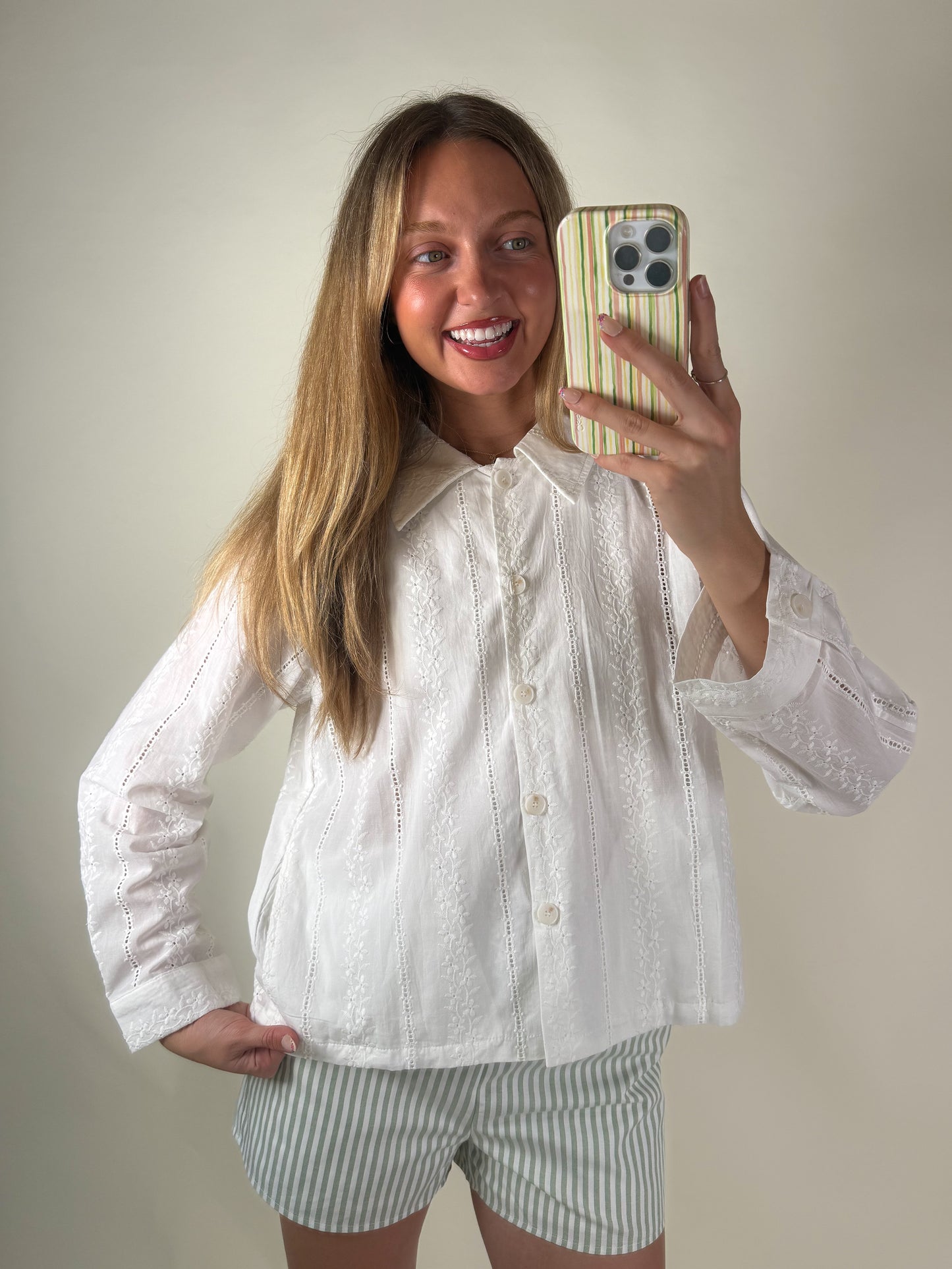Lace Button Down Shirt