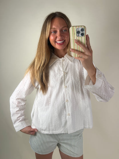 Lace Button Down Shirt