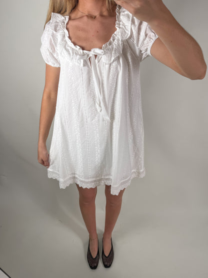 Eyelet Babydoll Mini Dress