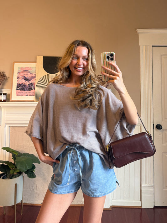 Boat Neck Knitted Sweater - Mocha