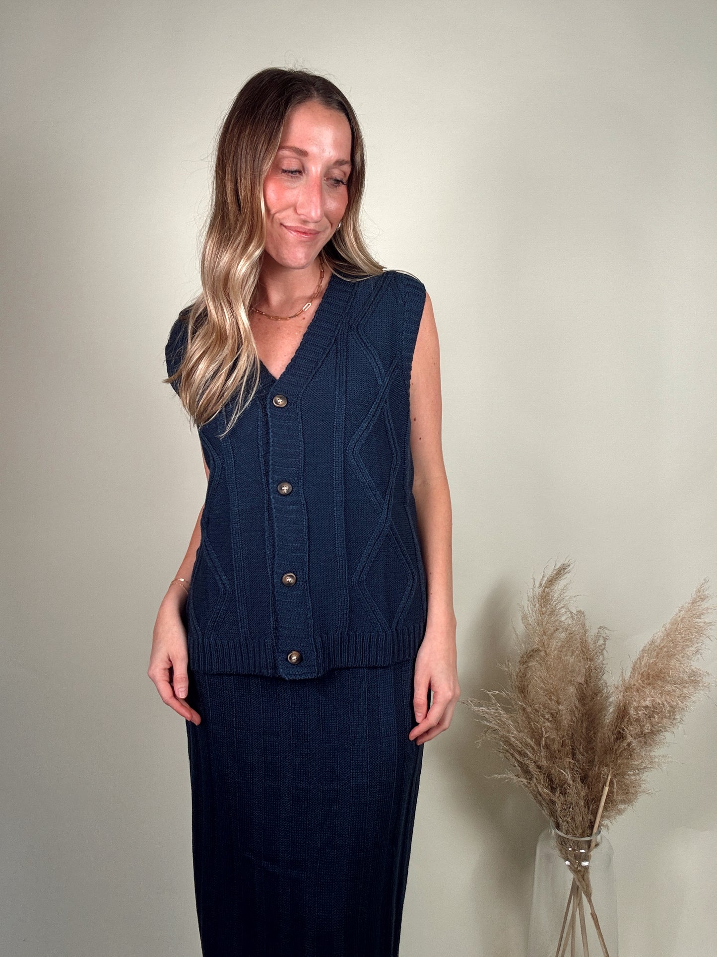 Holiday Vest and Maxi Skirt Two Piece Set