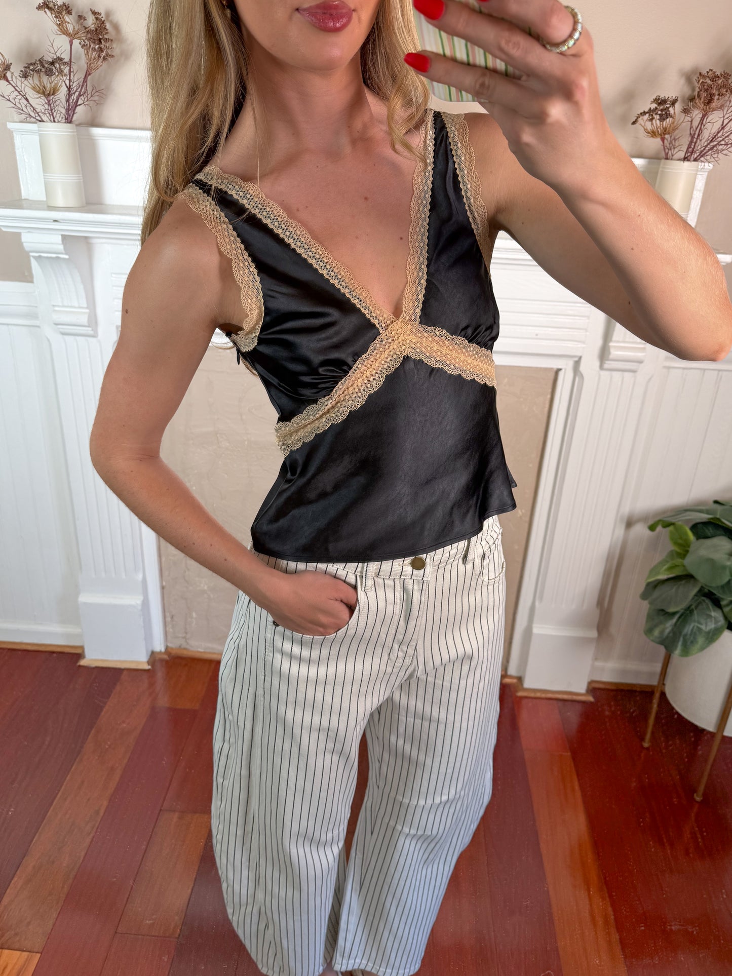 My Darling Contrast Lace Trim Top