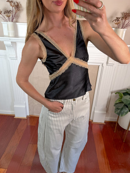 My Darling Contrast Lace Trim Top