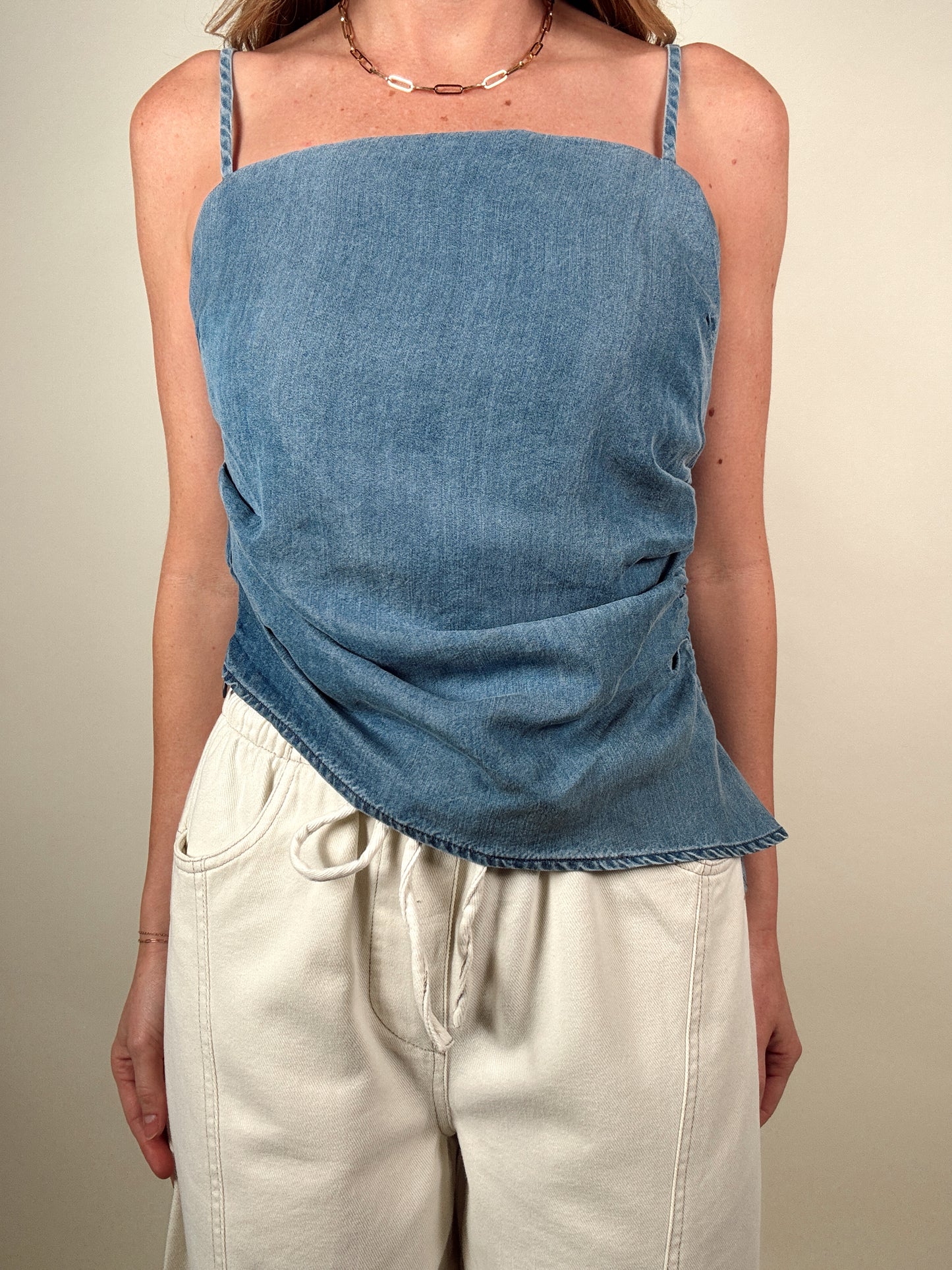 Asymmetrical Denim Top