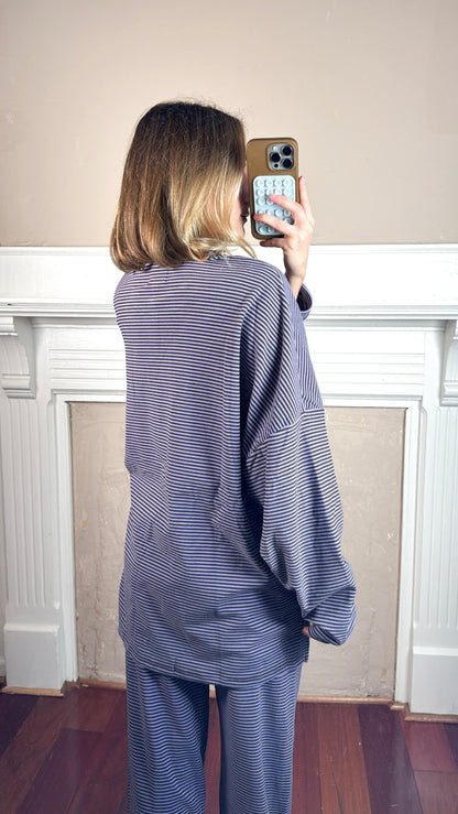 Lavender Chocolate Striped Top