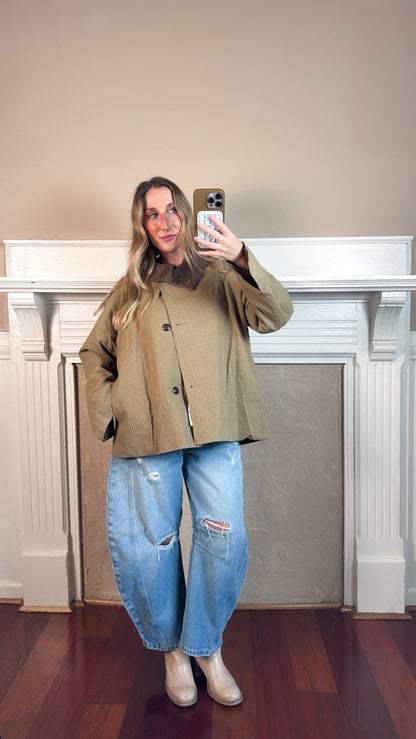 Reversible Plaid Button Jacket - PREORDER 2 WEEK