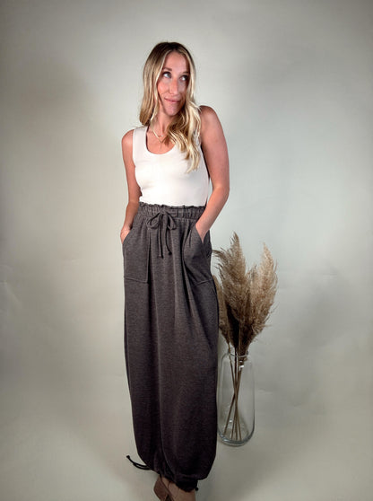 All in Drawstring Maxi Skirt