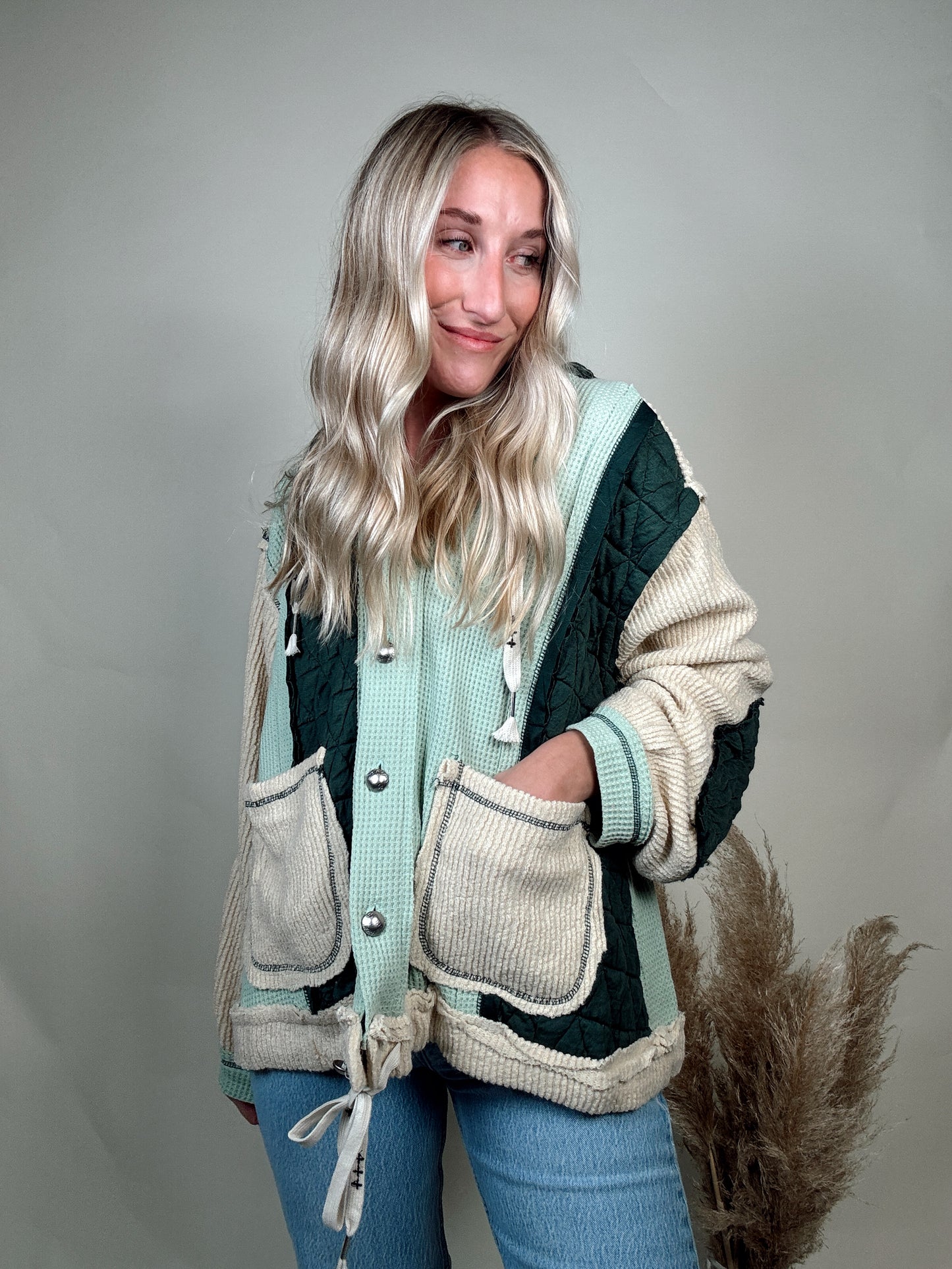 Aspen Button Down Shacket - Teal