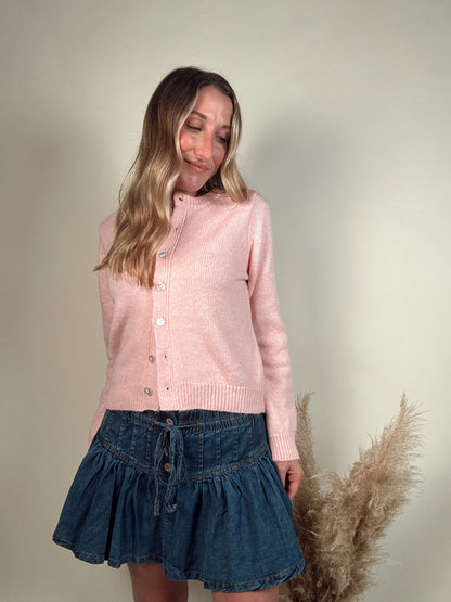 Denim Pintuck Detail Skirt