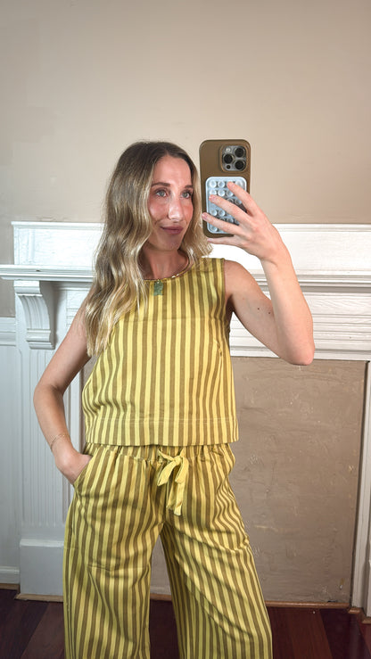 Kenny Striped Top and Pants Set - Yellow