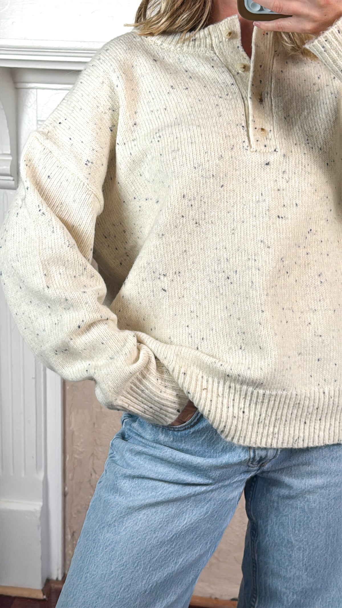 Honey Slouchy Henley Sweater