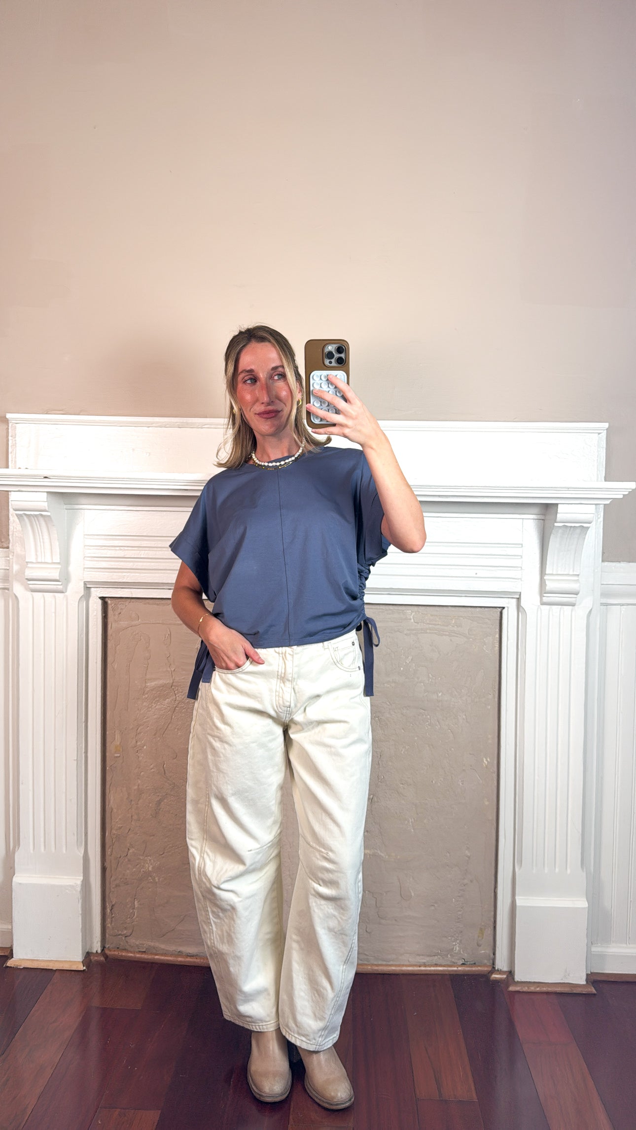 Side Scrunch Tee - Blue