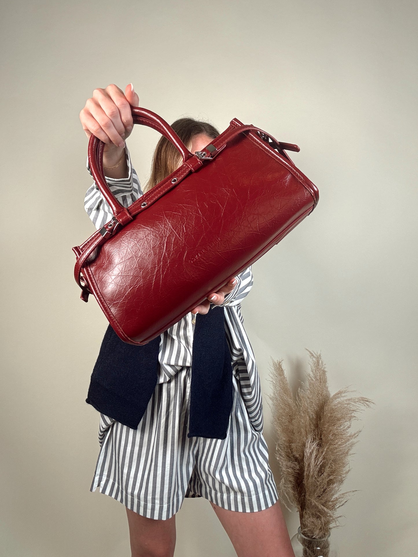Rhonda Burgundy Top Handle Bag
