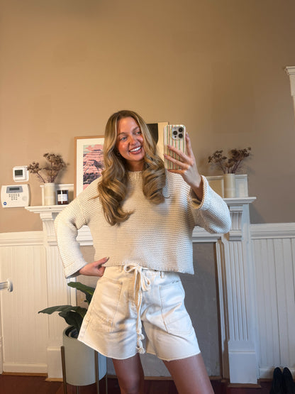 Cassie Crochet Sweater - French Oak