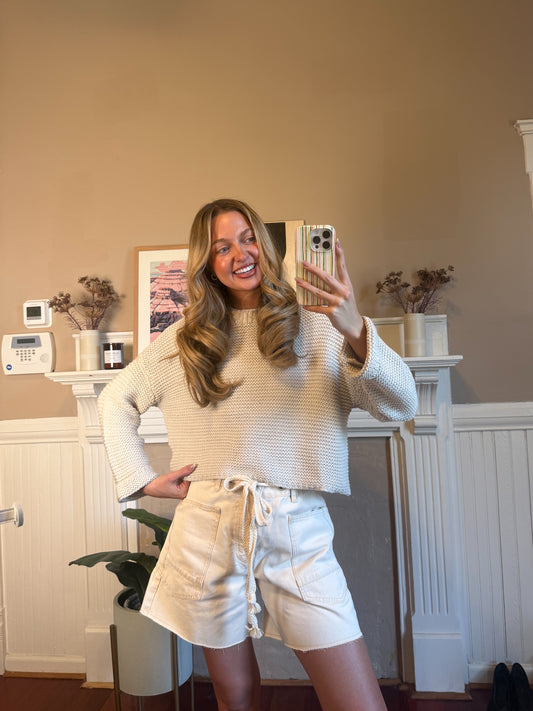 Cassie Crochet Sweater - French Oak