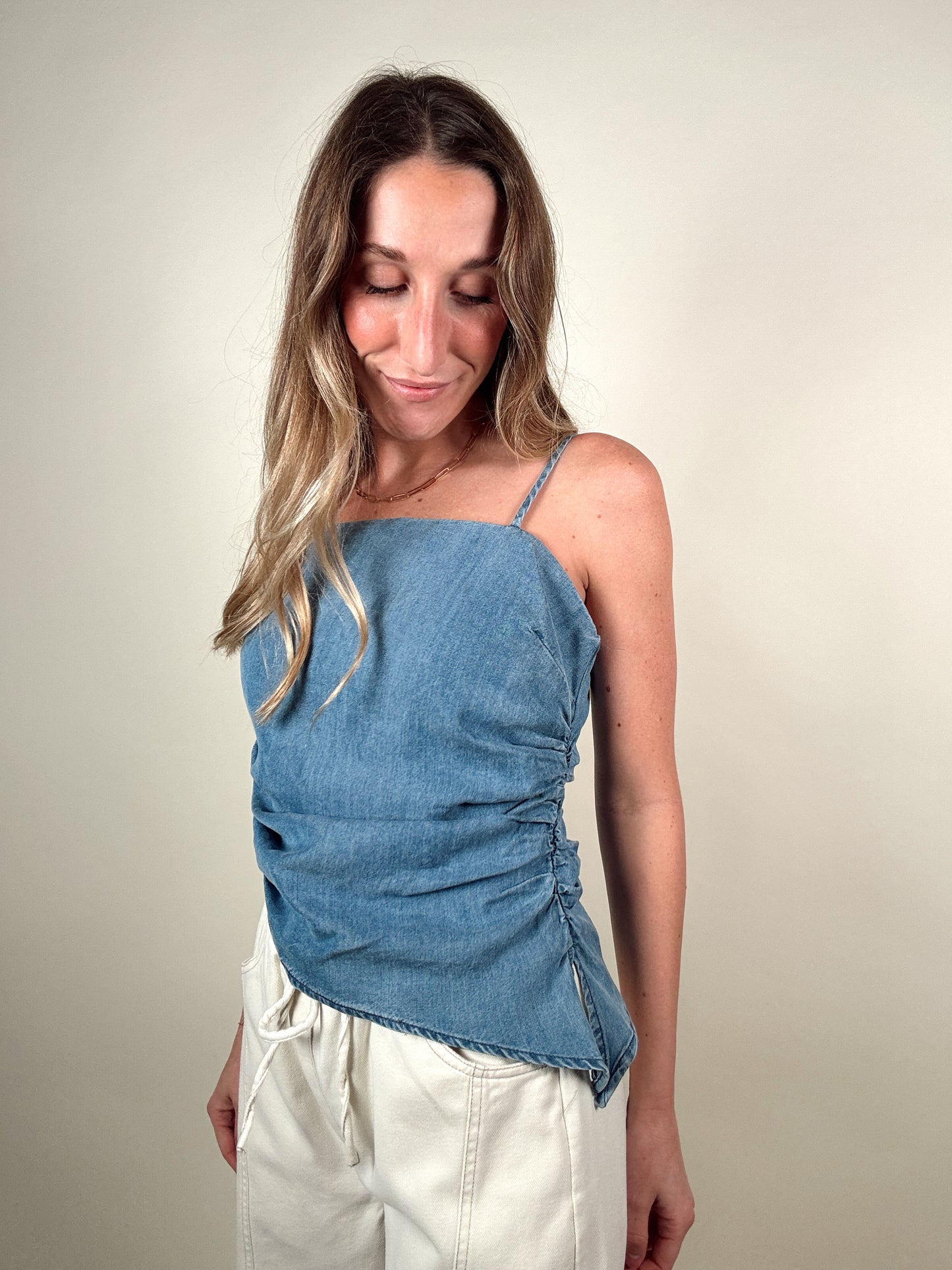 Asymmetrical Denim Top