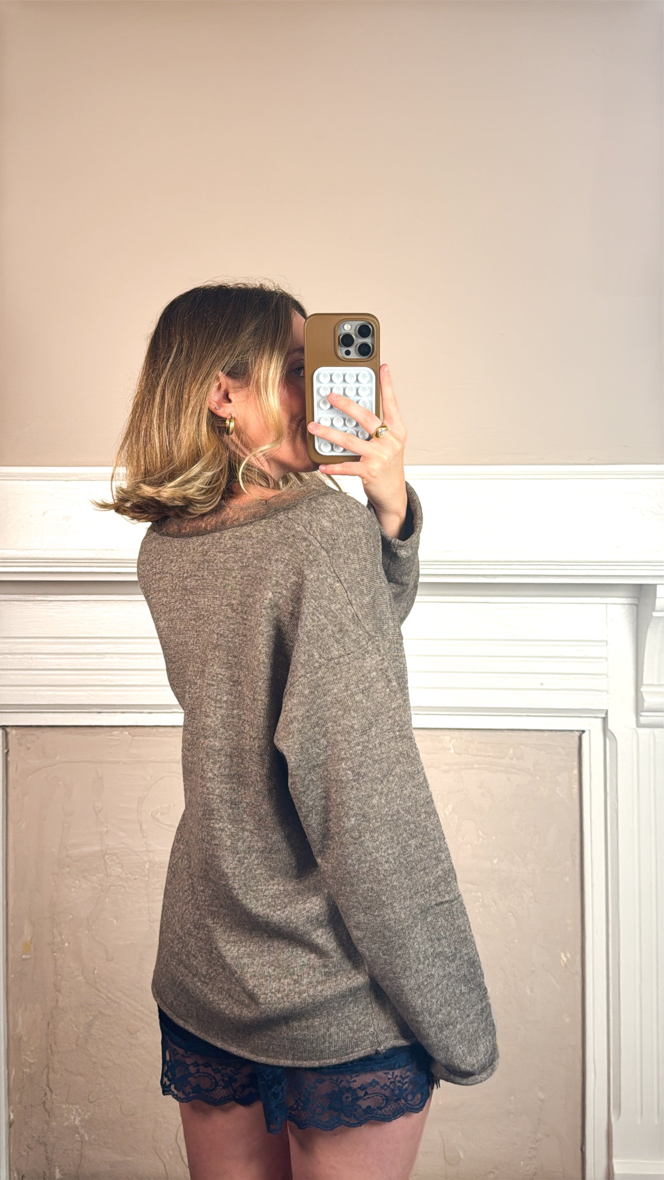 Long Sleeve Lace Knit Top