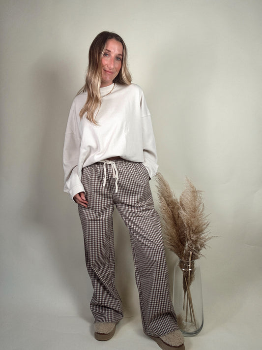 Brown Gingham Pants