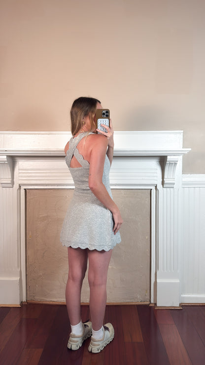 Scallop Scuba Mini Dress - Heather Grey