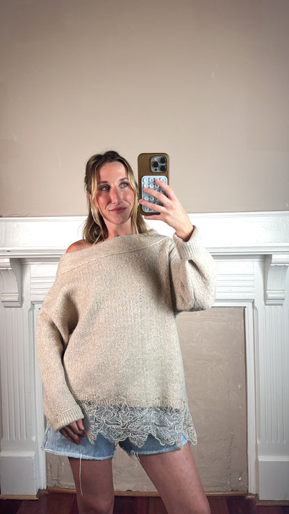 Susie Off The Shoulder Lace Sweater