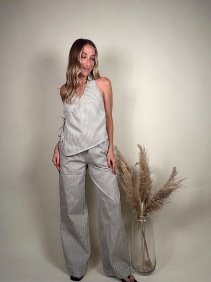 Halter Wrap Top and Wide Leg Pant Sets