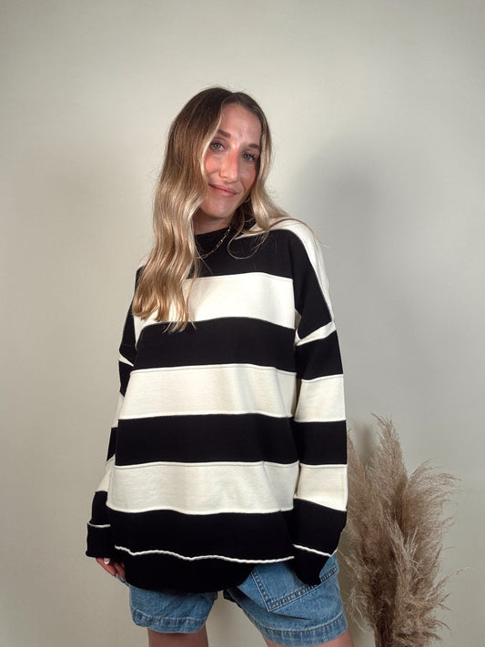 Clermont Striped Pullover - Black