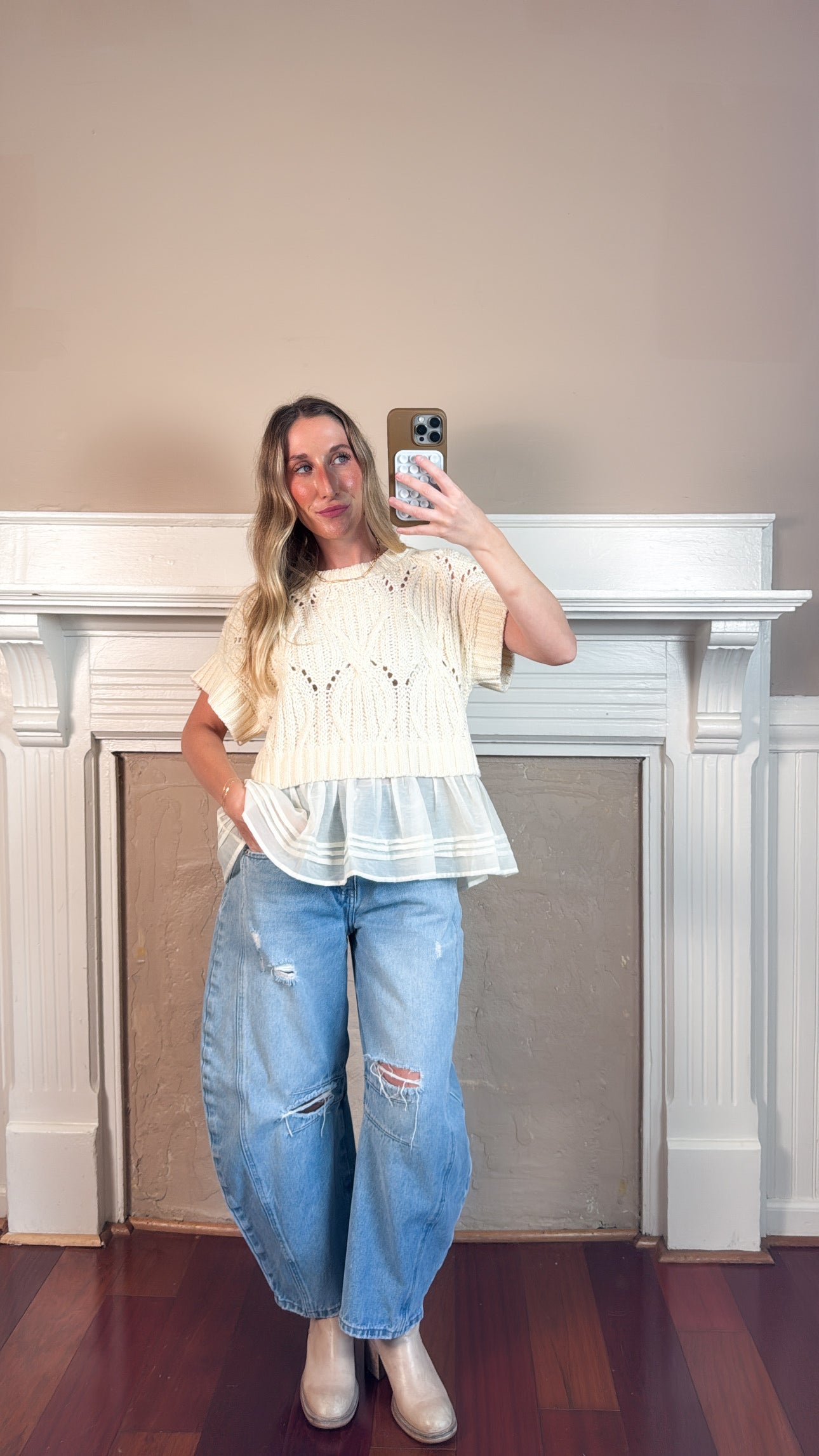 Knit Sweater Peplum Top - PREORDER 3 WEEK