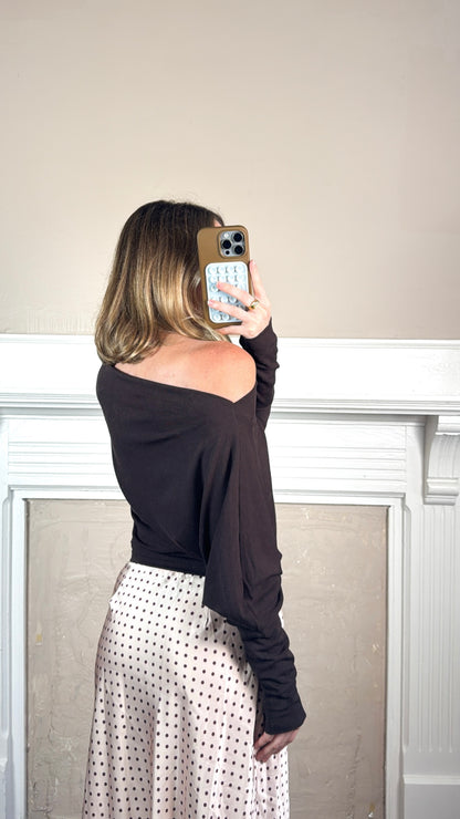 High-Density Jersey Dolman Sleeve Pullover -Brown