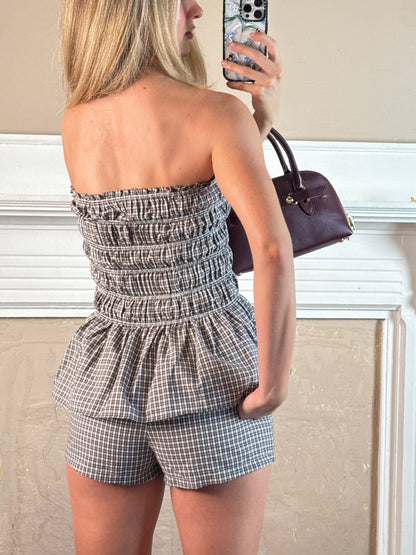 Brenda Gingham Top and Shorts Set
