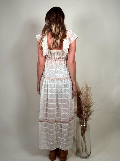 Aristelle Sheer Front Tie Maxi Blouse