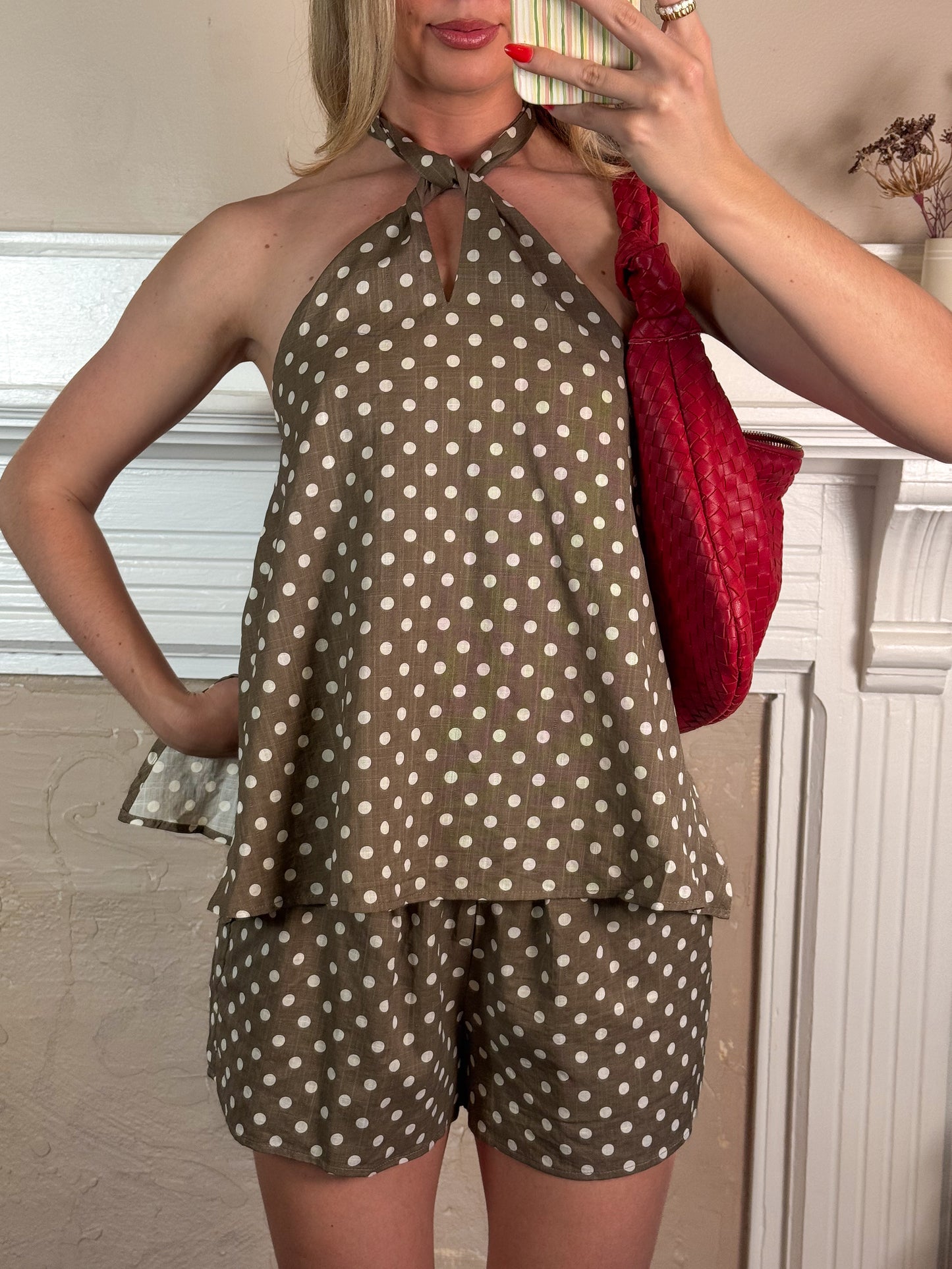 Polka Dot Halter Top and Shorts Set