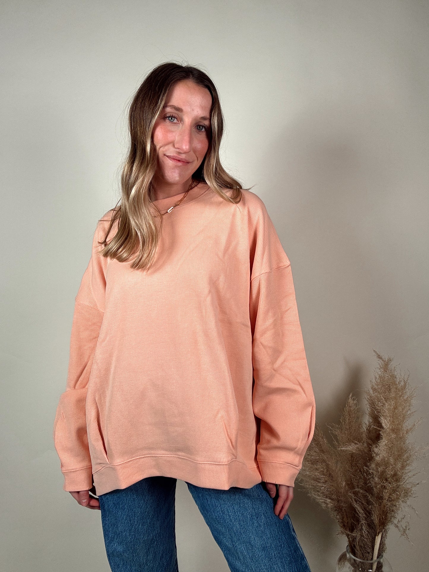 Around Town Crew Pullover - Apricot