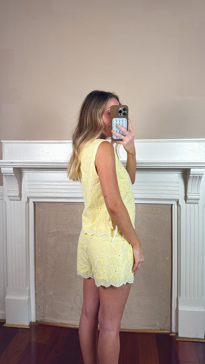 Eyelet Embroidered Top and Shorts Set
