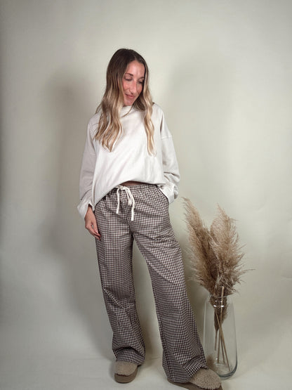 Brown Gingham Pants