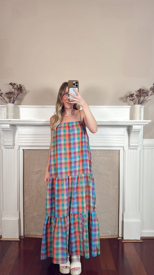 Multicolor Plaid Maxi Dress