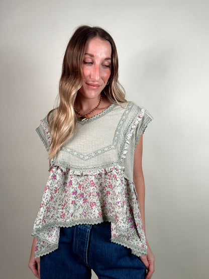 Sage Floral Blouse