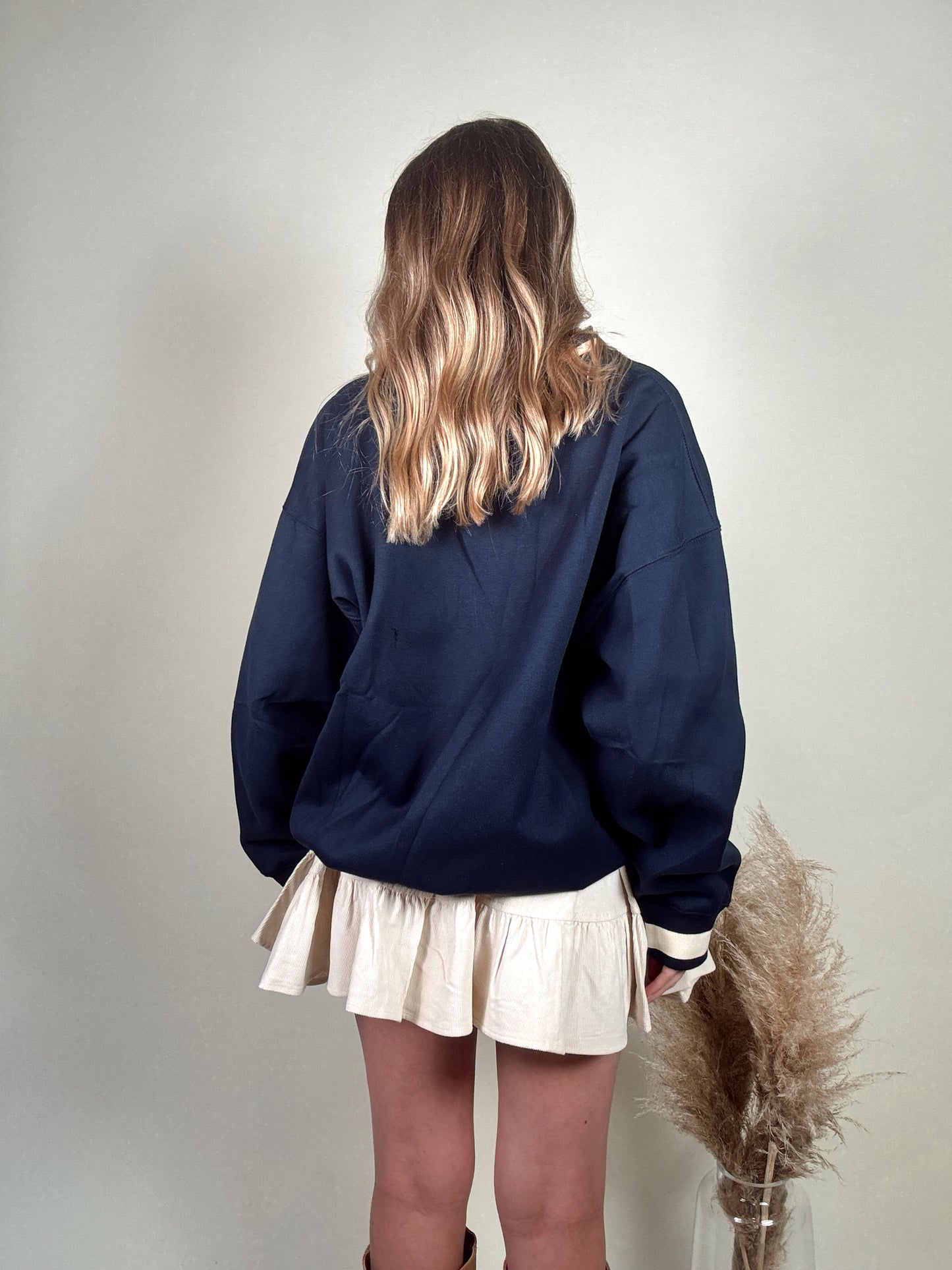 Stripe Hype Oversized Pullover - Navy