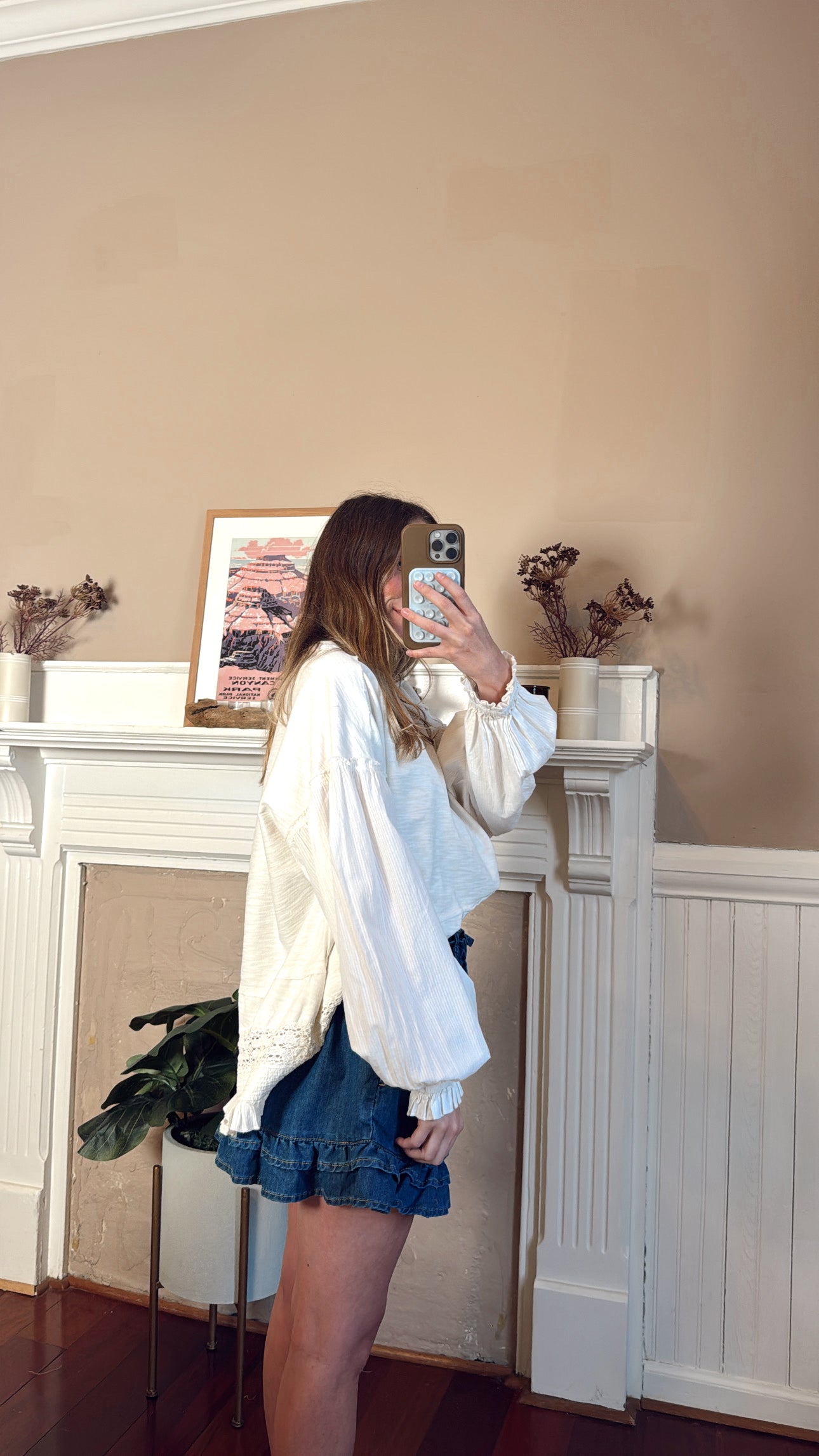 Ruffled Denim Shorts