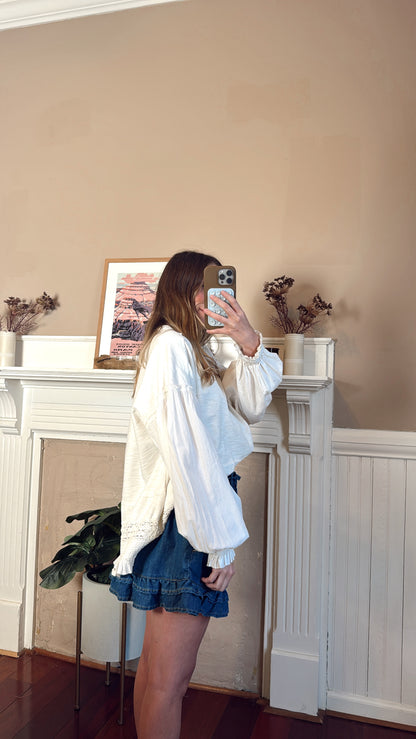 Ruffled Denim Shorts