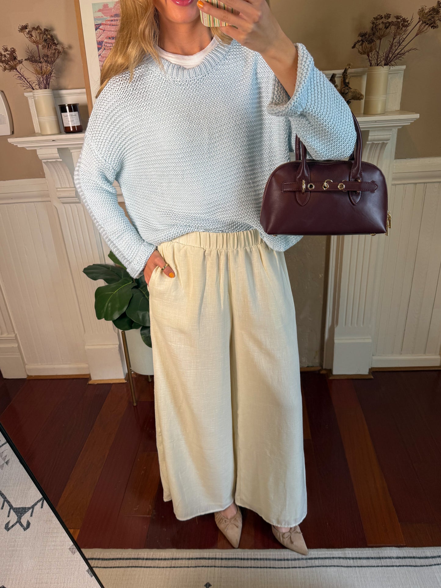 Cassie Crochet Sweater - Sky Blue - PREORDER MAY 10