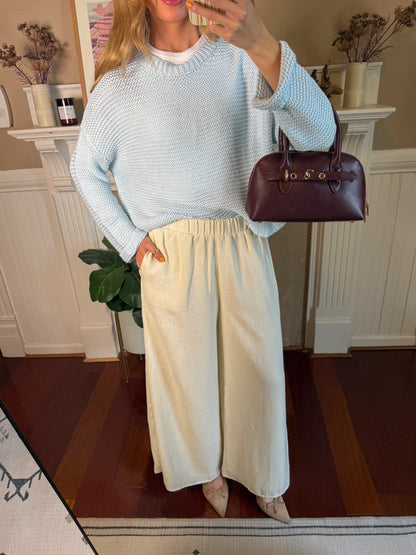 Cassie Crochet Sweater - Sky Blue - PREORDER MAY 10