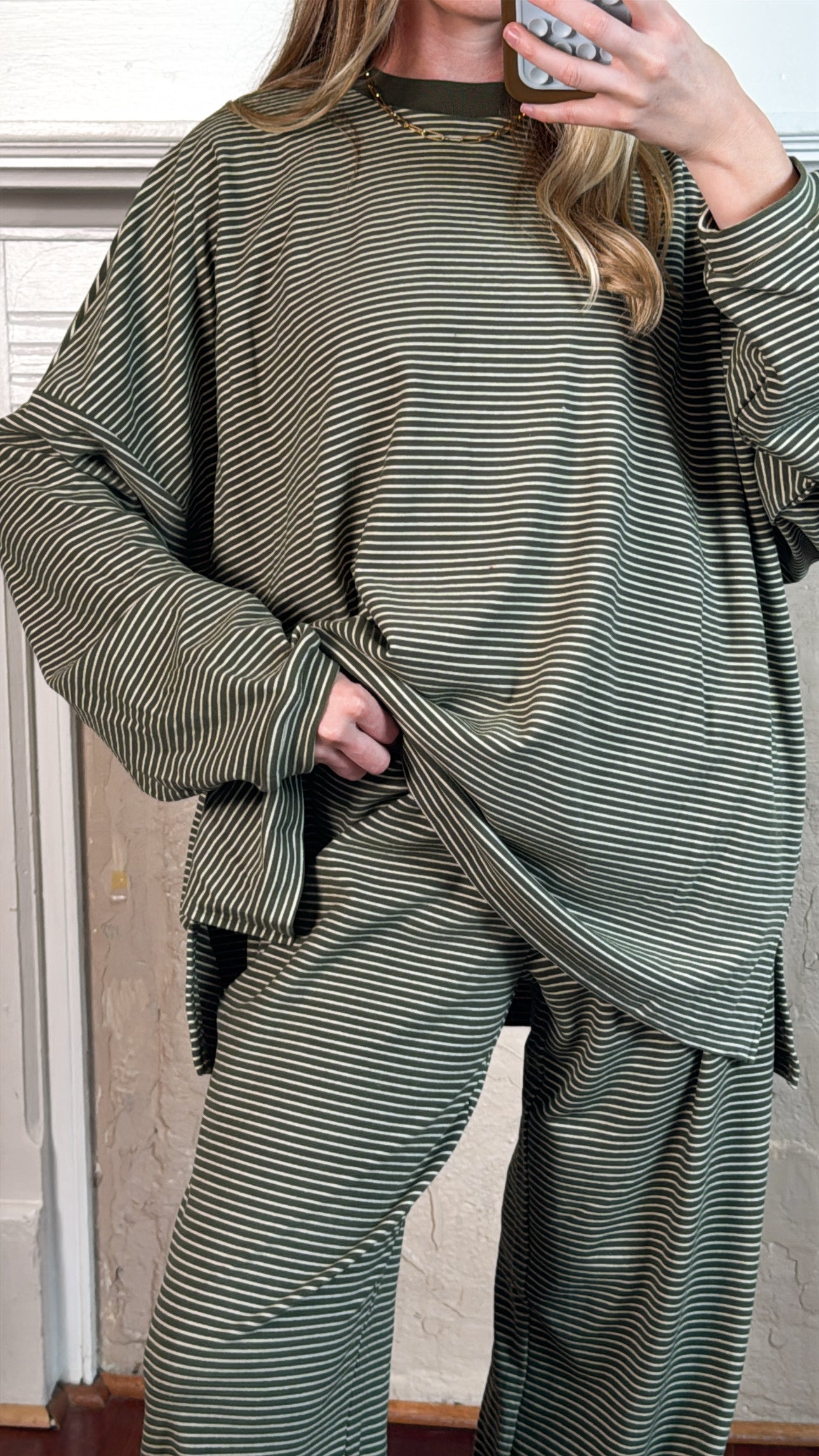 Olive Striped Top