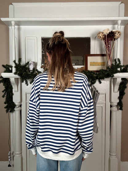 Blue Striped Knitted Pullover