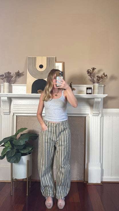 Mixed Stripe Barrel Jeans